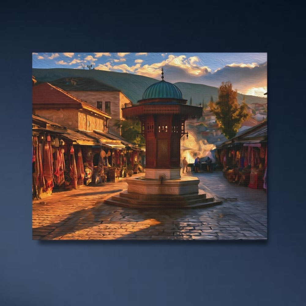 Sarajevo, Bosnia and Herzegovina | Baščaršija Old Town Square | Original Series Gallery Canvas detail
