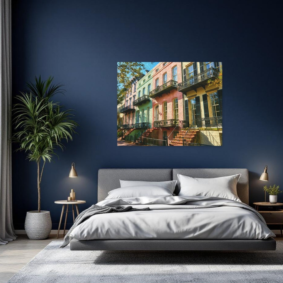 Savannah, Georgia | Savannah Historic District Row Houses | Original Series Gallery Canvas detail