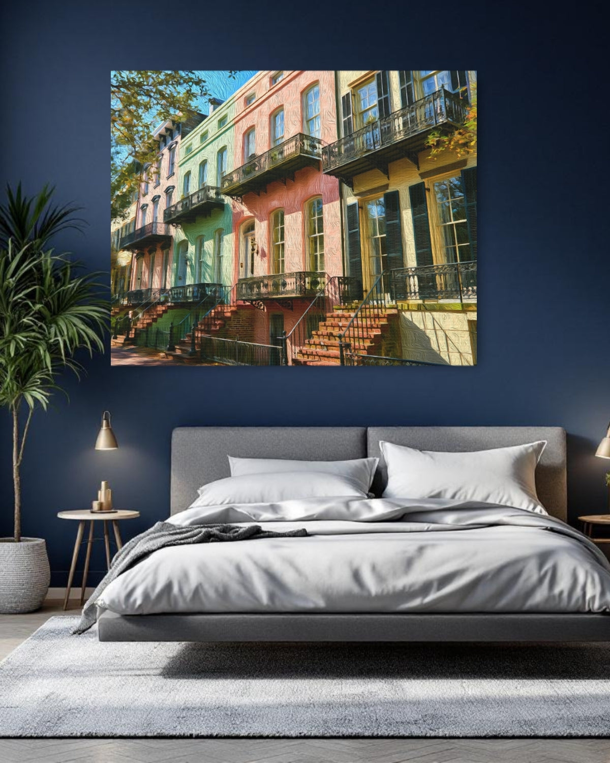 Savannah, Georgia | Savannah Historic District Row Houses | Original Series Gallery Canvas detail