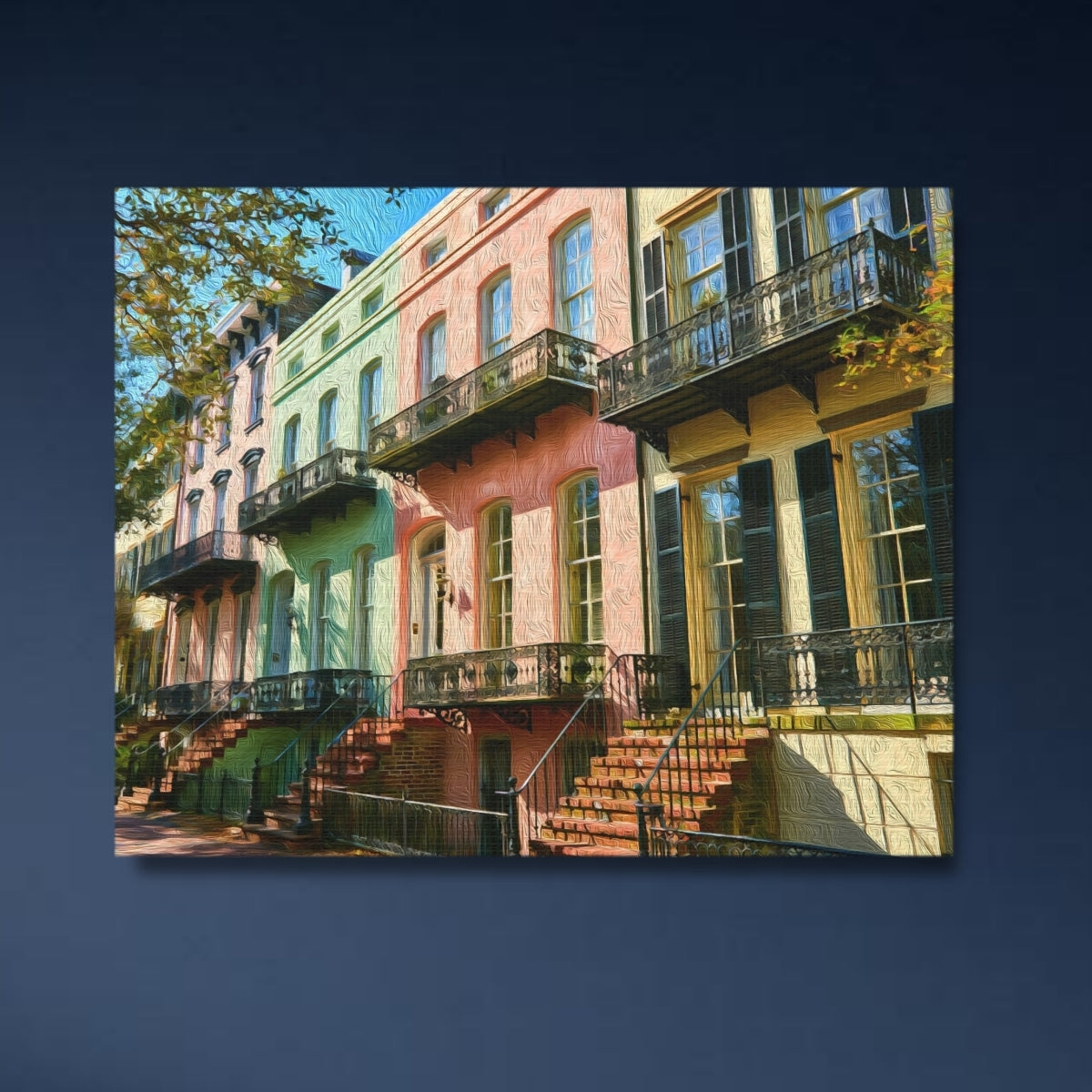 Savannah, Georgia | Savannah Historic District Row Houses | Original Series Gallery Canvas close-up detail