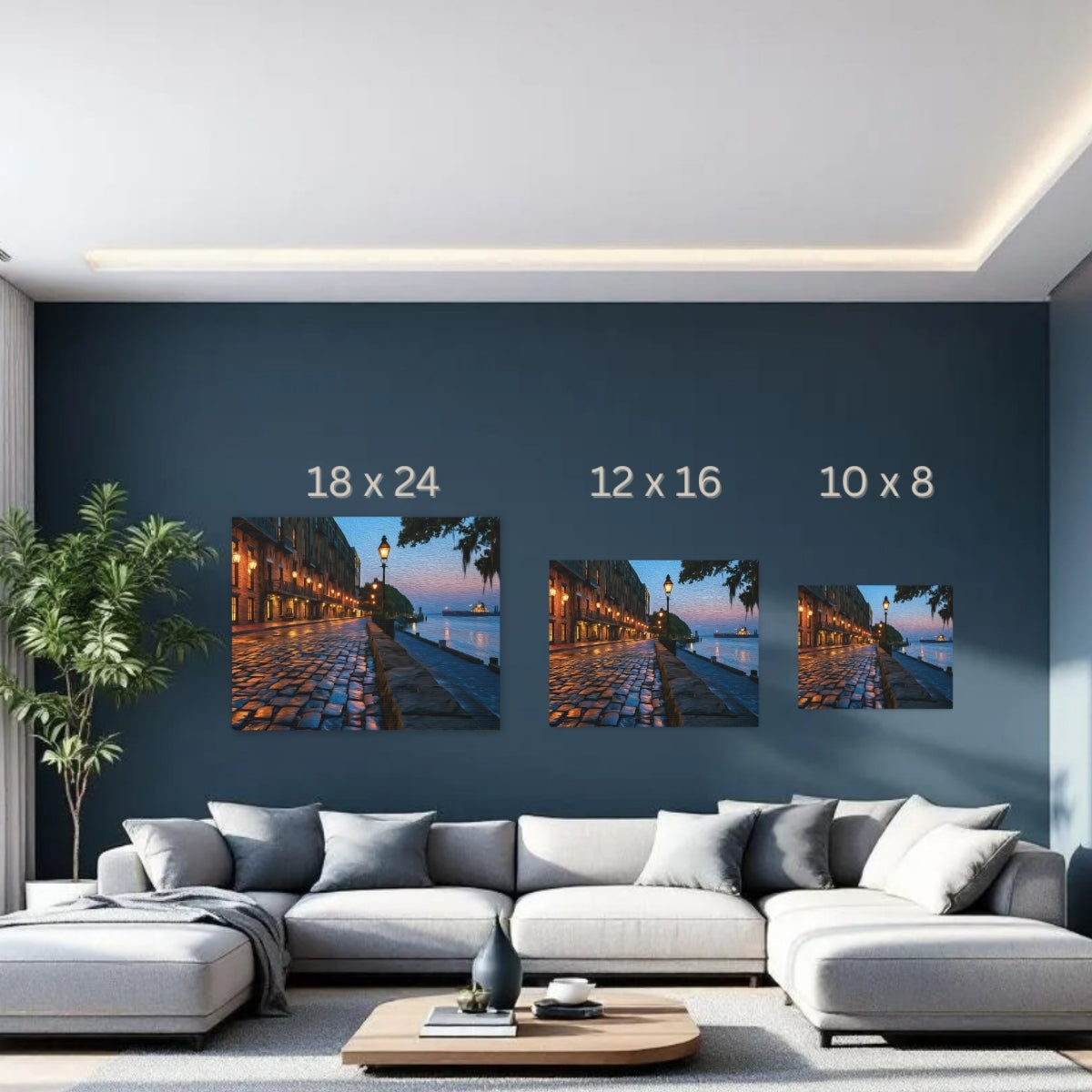Savannah, Georgia | River Street Cobblestone Waterfront | Original Series Gallery Canvas detail