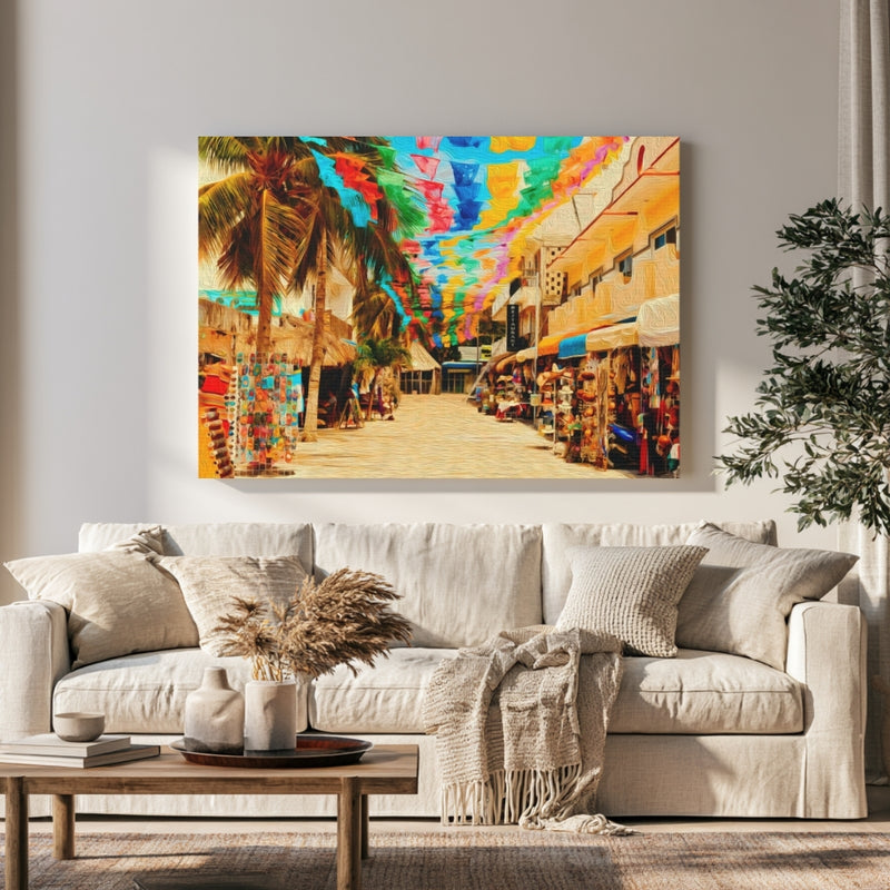 Colorful Village Market Street — Sayulita, Mexico, view 1