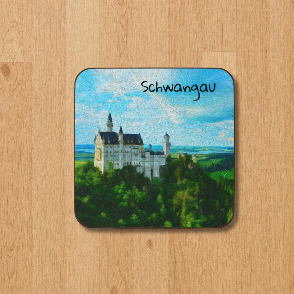 Schwangau, Germany | Neuschwanstein Castle Alpine View | Original Series Hardboard Coaster