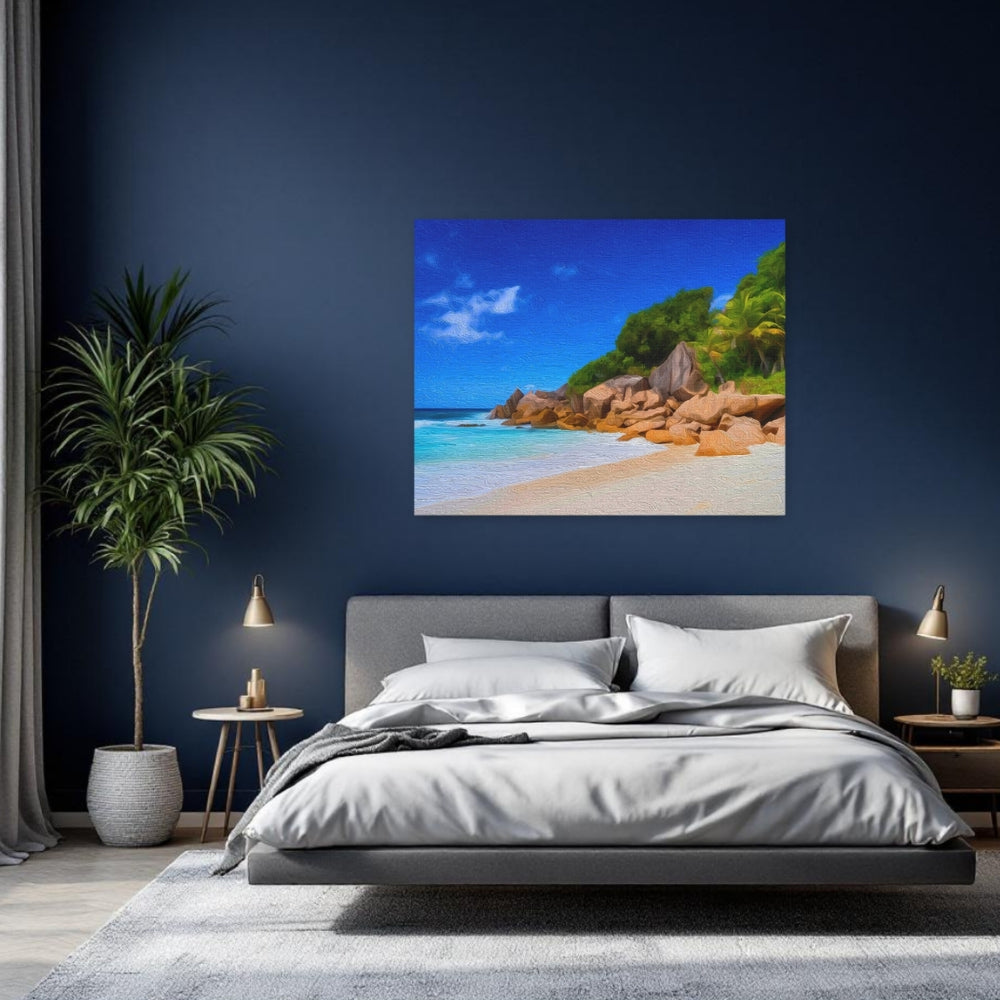 Seychelles | Tropical Paradise Beach Cove | Original Series Gallery Canvas detail