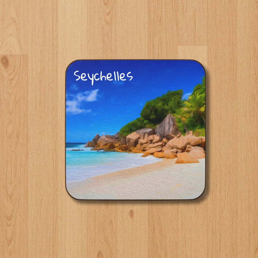 Seychelles | Tropical Paradise Beach Cove | Original Series Hardboard Coaster