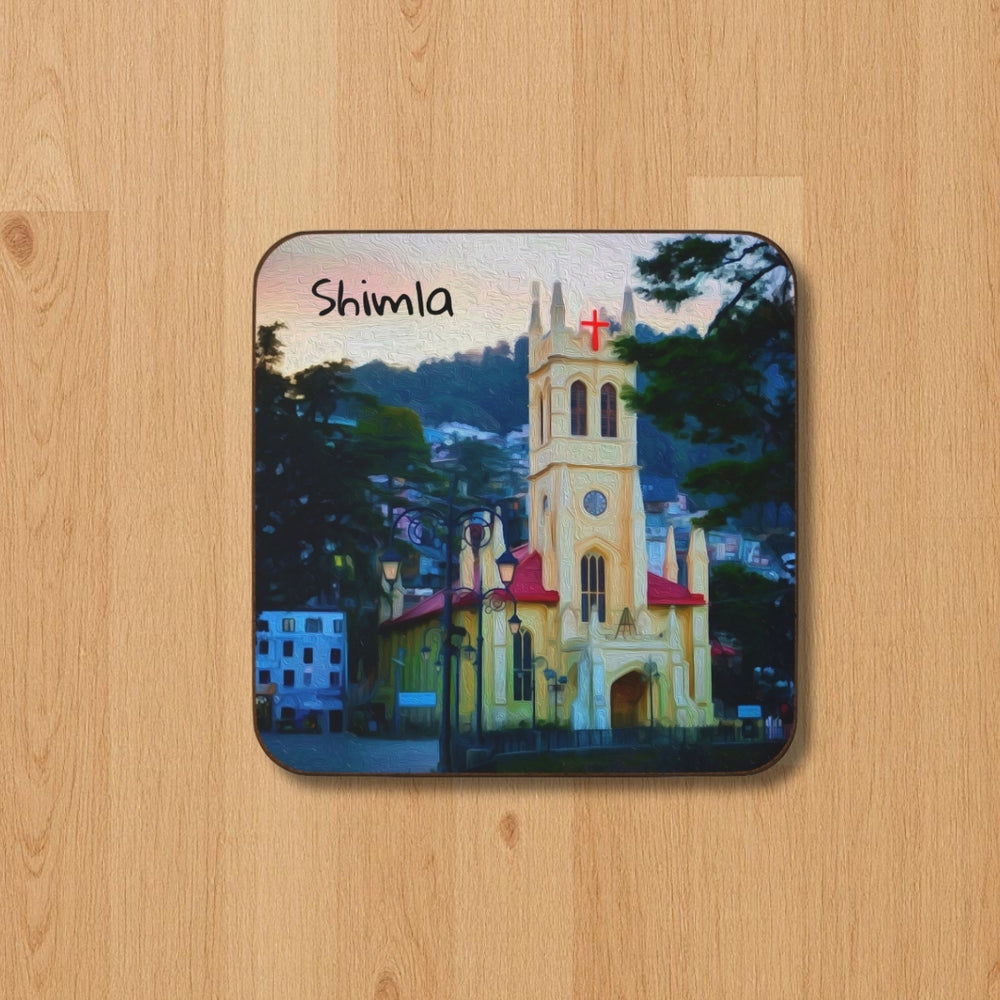 Shimla, India | Shimla Church at Dusk | Original Series Hardboard Coaster