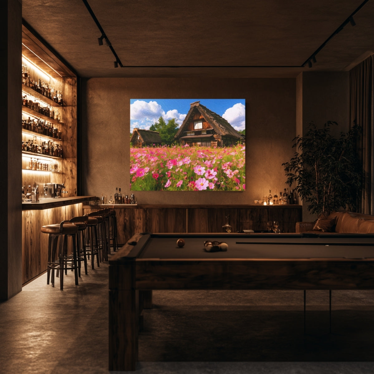 Gassho-zukuri Farmhouses Cosmos Field — Shirakawa-go, Japan, view 5