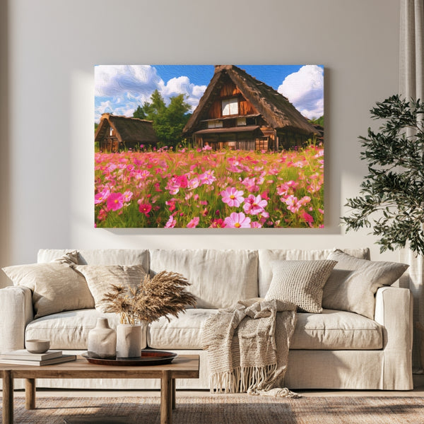 Gassho-zukuri Farmhouses Cosmos Field