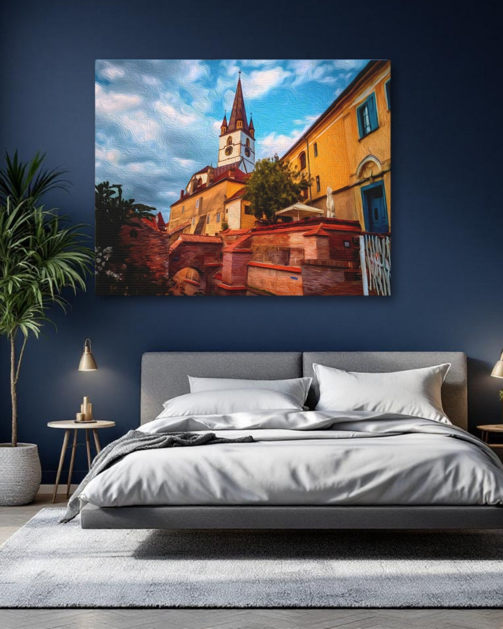 Sibiu, Romania | Lutheran Cathedral Clock Tower | Original Series Gallery Canvas detail