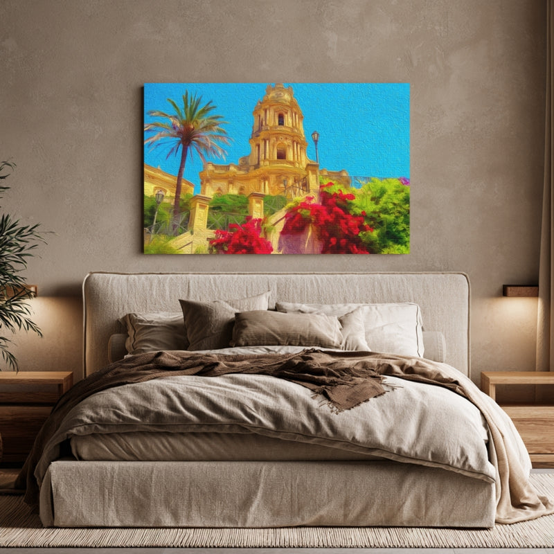 Baroque Cathedral with Bougainvillea — Sicily, Italy, view 6