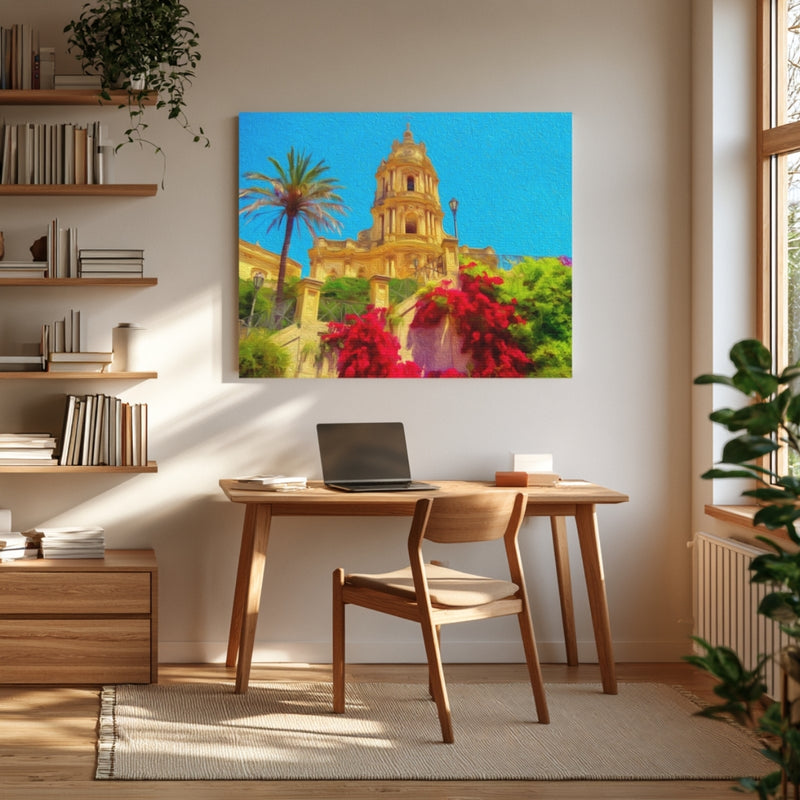 Baroque Cathedral with Bougainvillea — Sicily, Italy, view 4