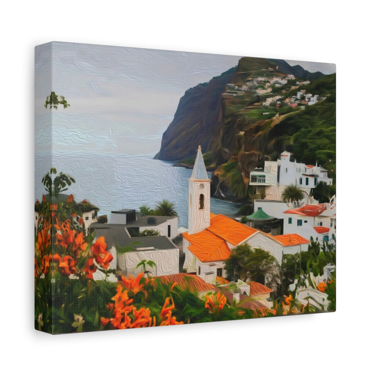 Side view of the canvas edge