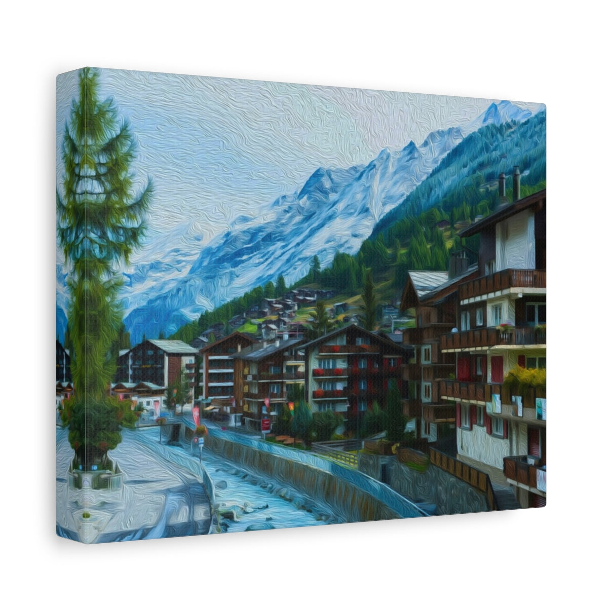 Side view of the canvas edge