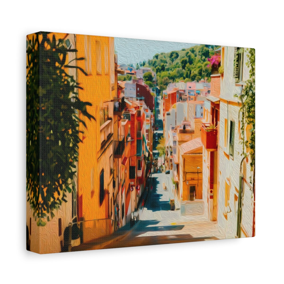 Side view of the canvas edge