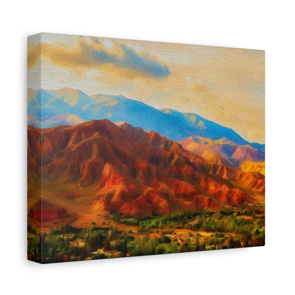 Side view of the canvas edge