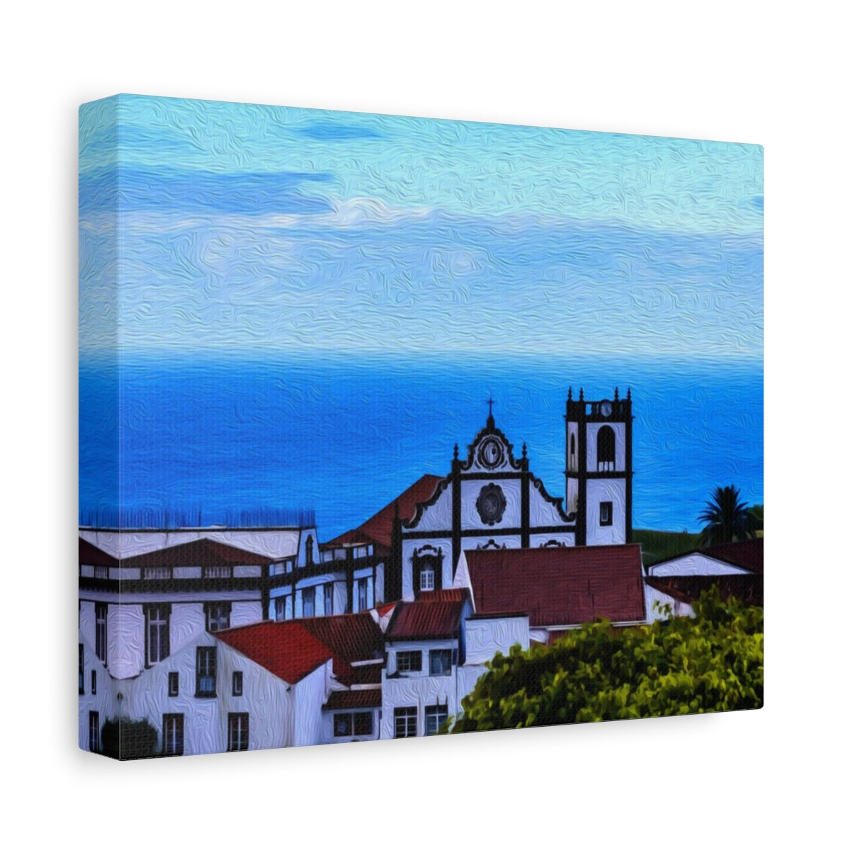 Side view of the canvas edge