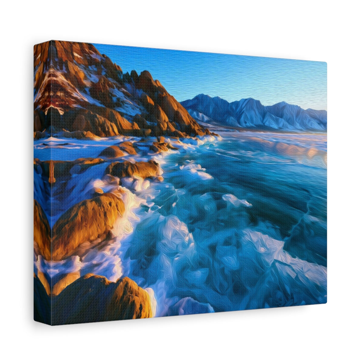 Side view of the canvas edge