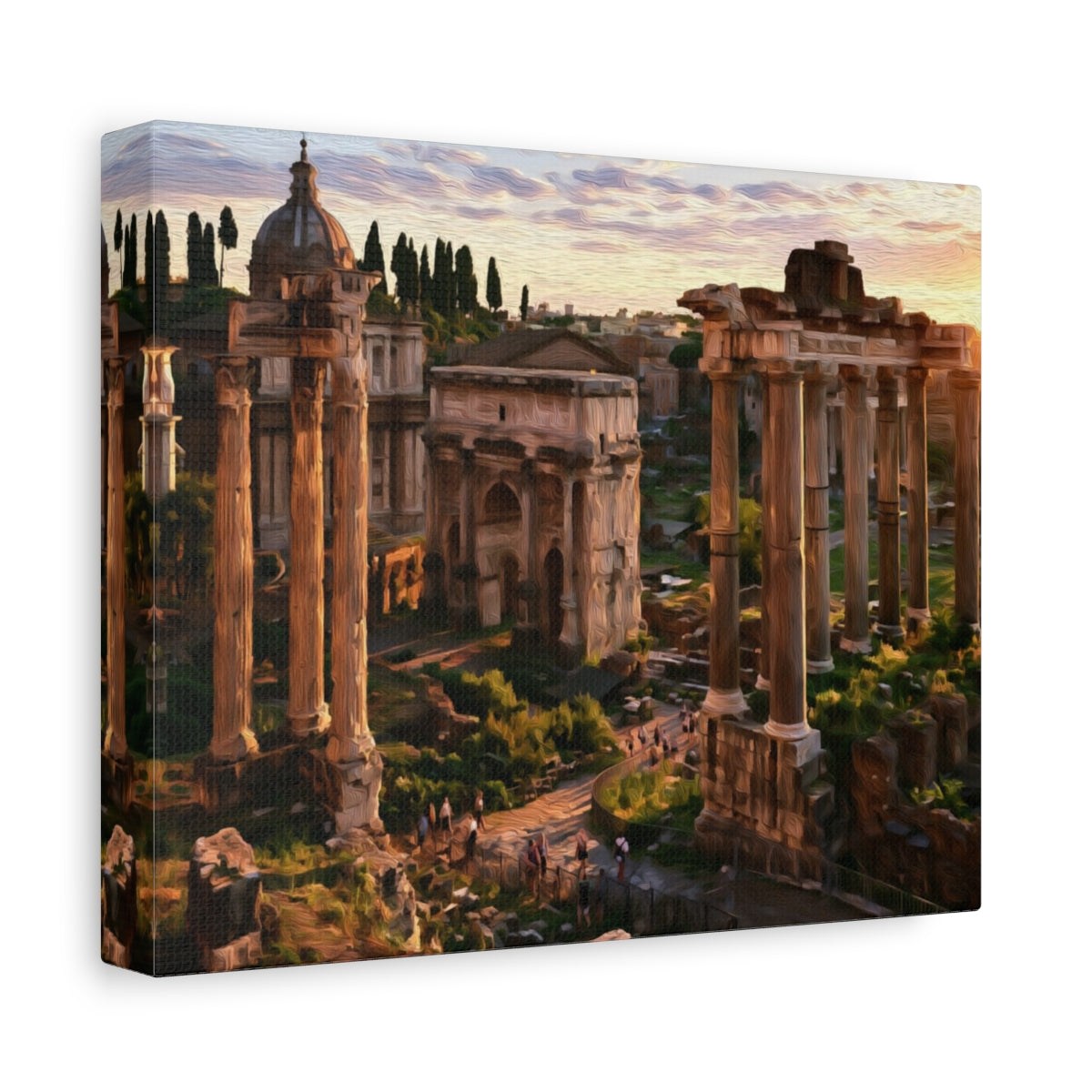 Roman Forum Ruins Sunset — Rome, Italy, canvas side view