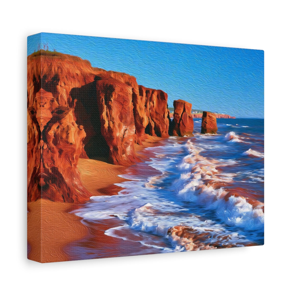 Side view of the canvas edge
