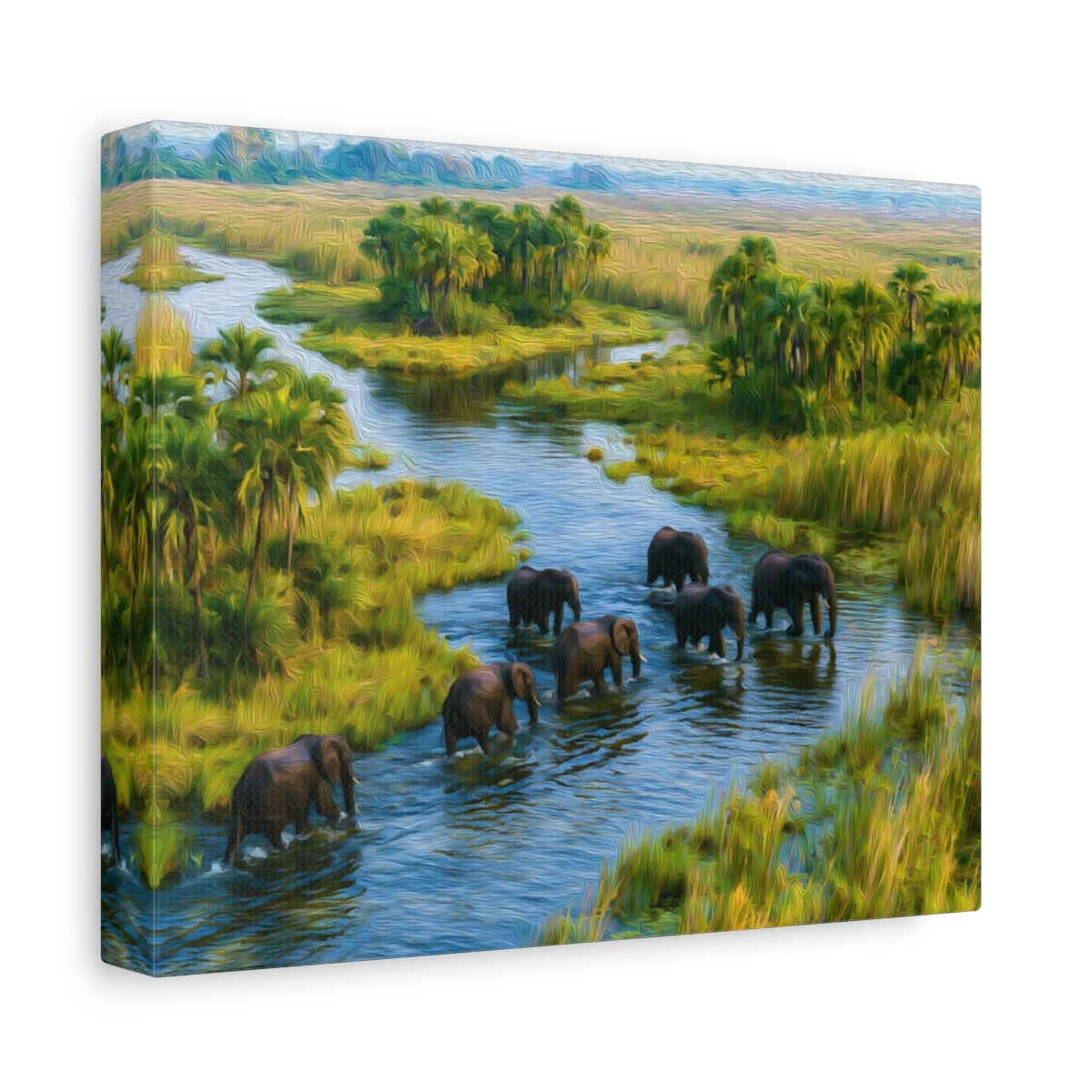 Okavango Delta Elephant Crossing — Maun, Botswana, canvas side view