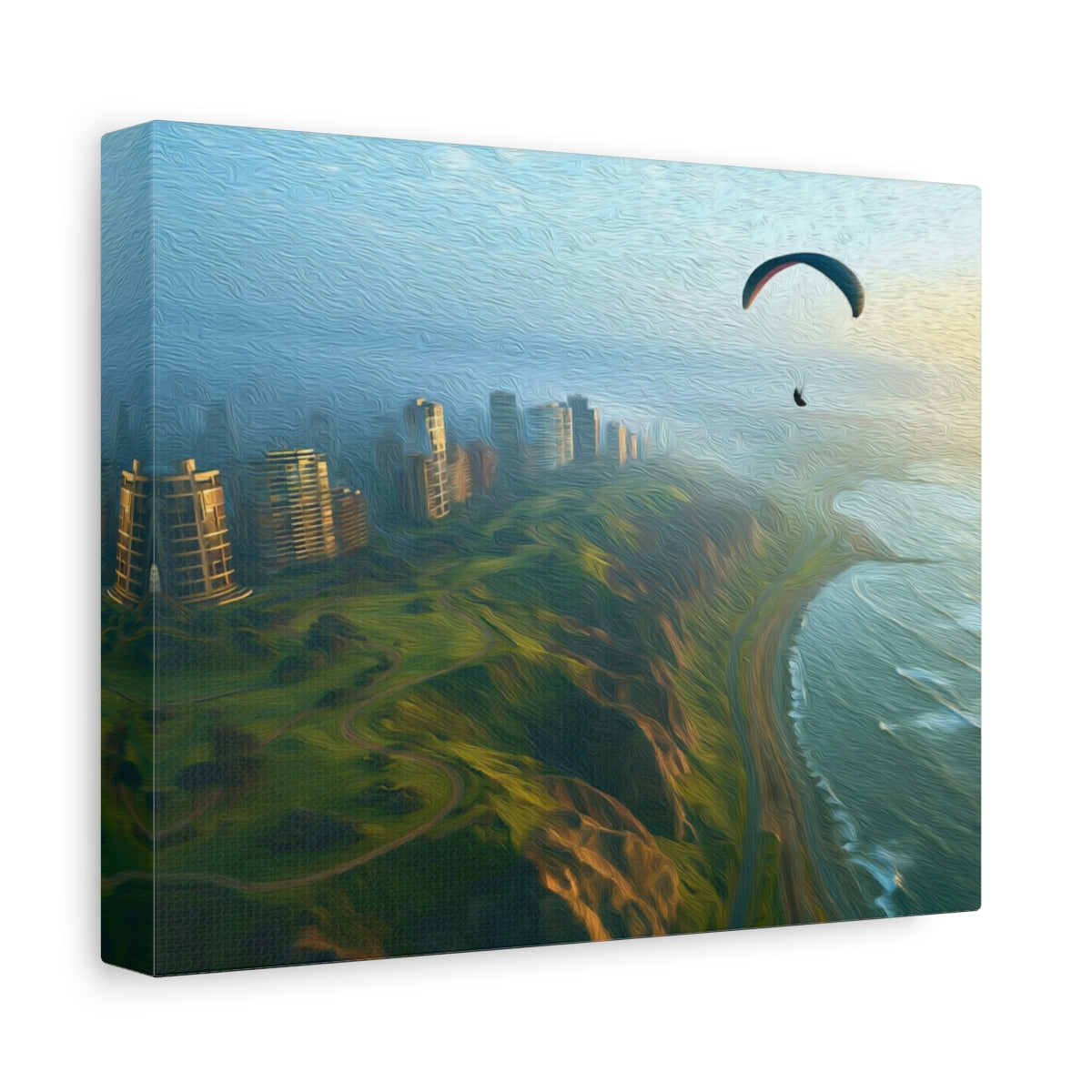 Miraflores Coastal Cliffs Paragliding — Lima, Peru, canvas side view