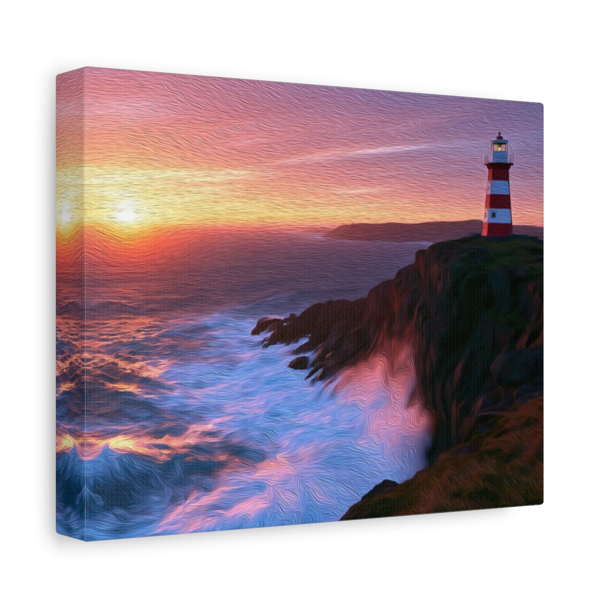 Side view of the canvas edge