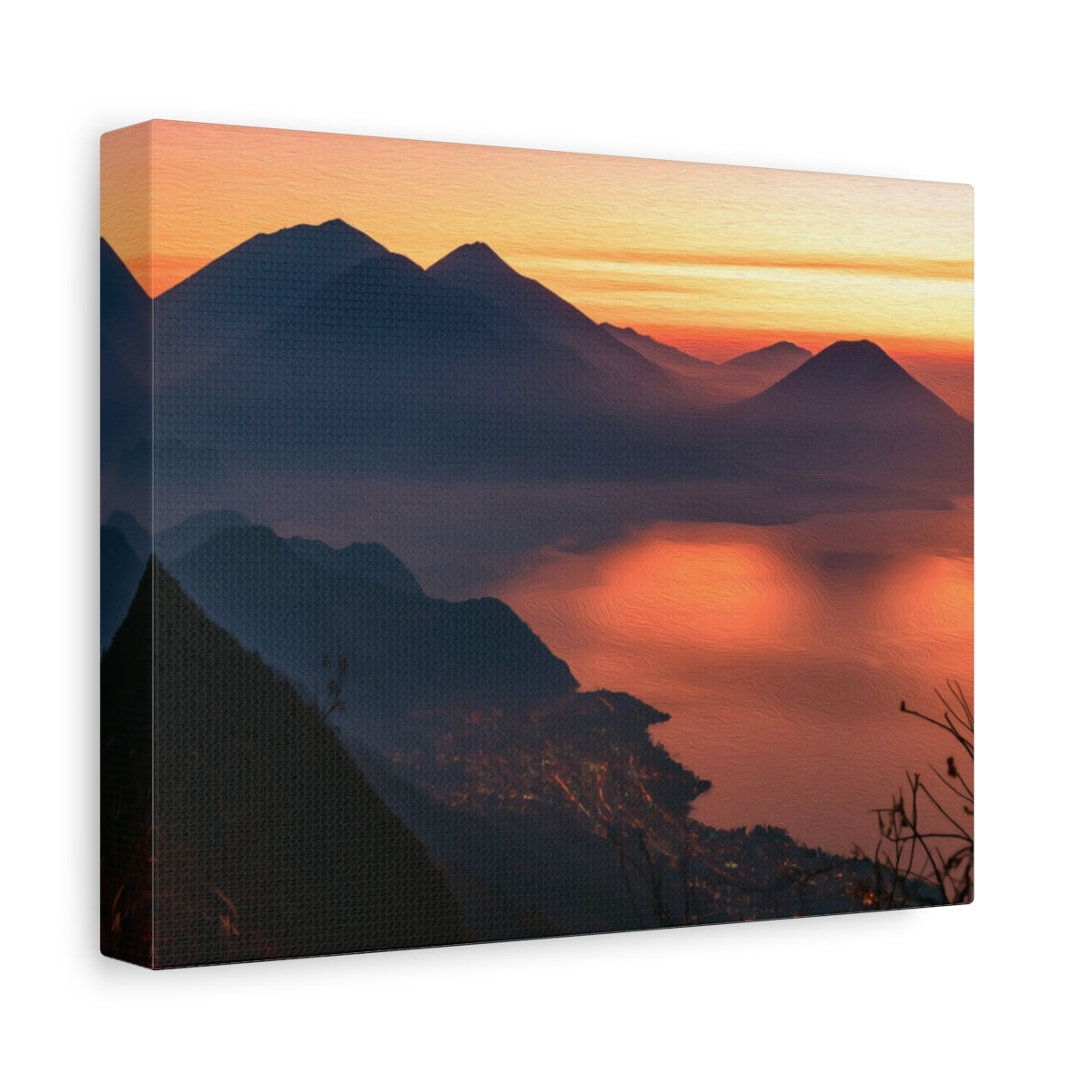 Lake Atitlan Volcano Sunrise — Lake Atitlan, Guatemala, canvas side view