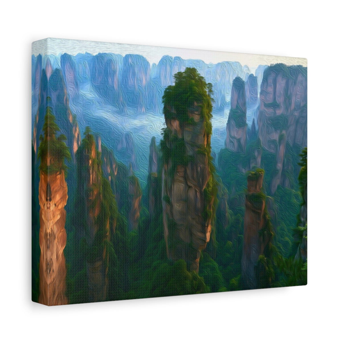 Tianzi Mountain Pillar Peaks — Zhangjiajie, China, canvas side view