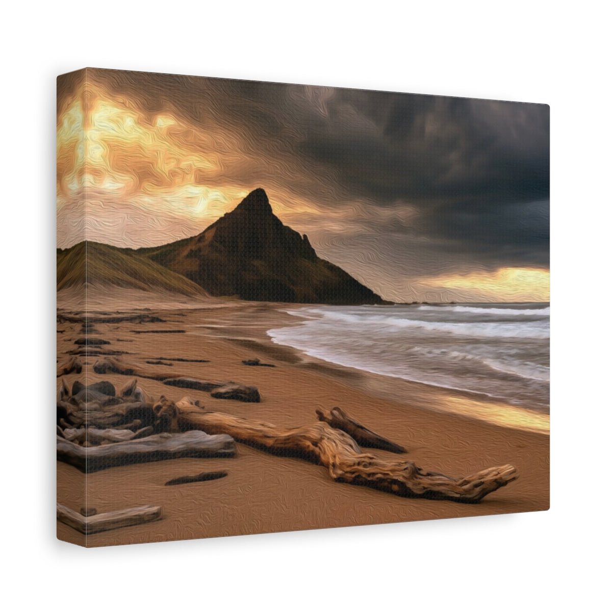 Side view of the canvas edge