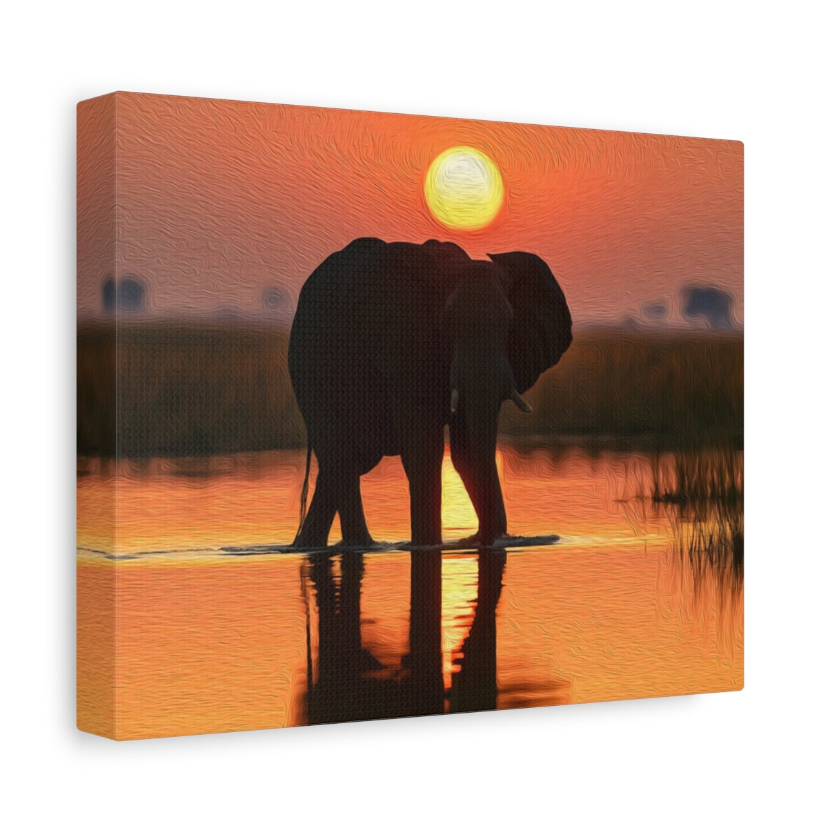 Okavango Delta Elephant Sunset — Okavango Delta, Botswana, canvas side view