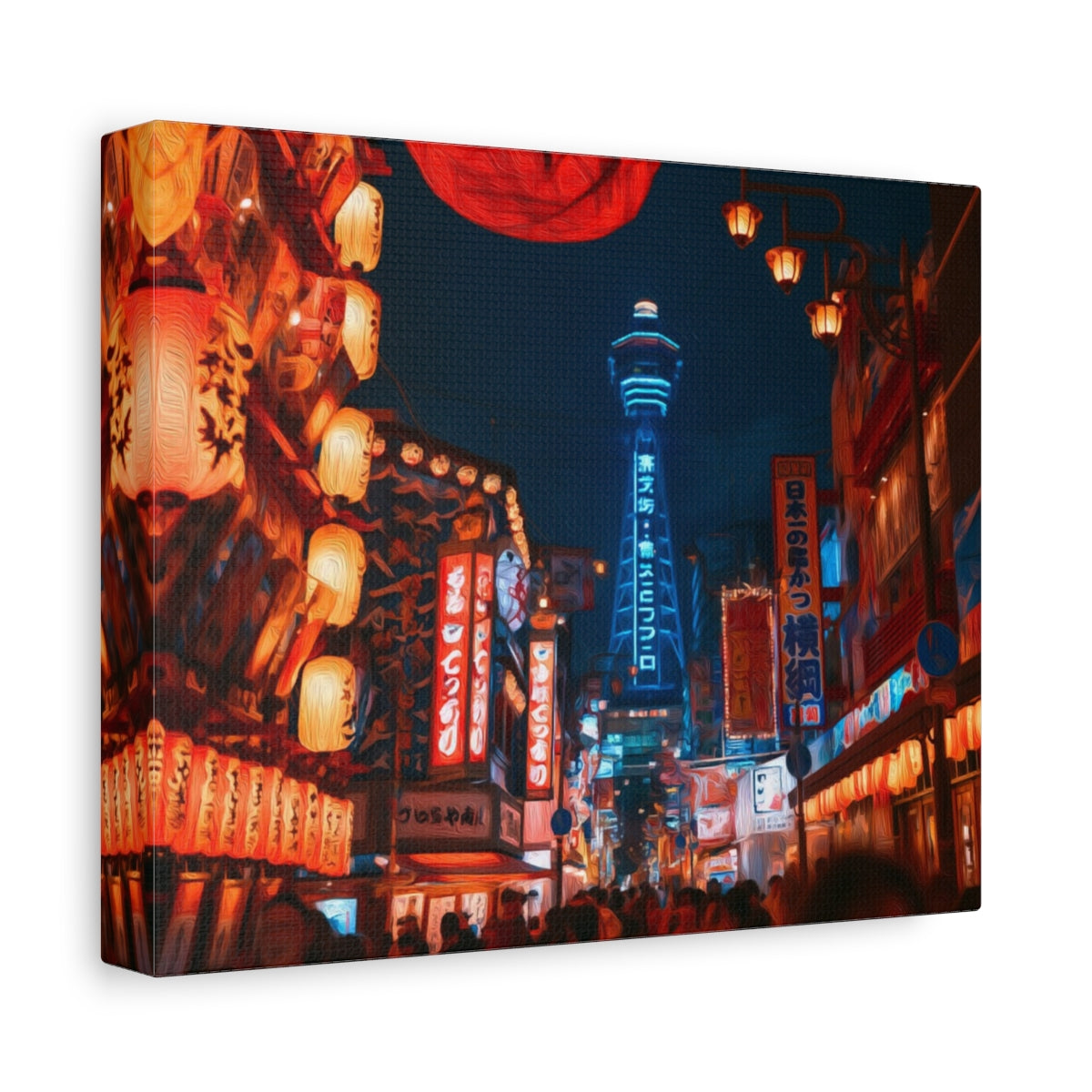 Shinsekai District Neon Night — Osaka, Japan, canvas side view