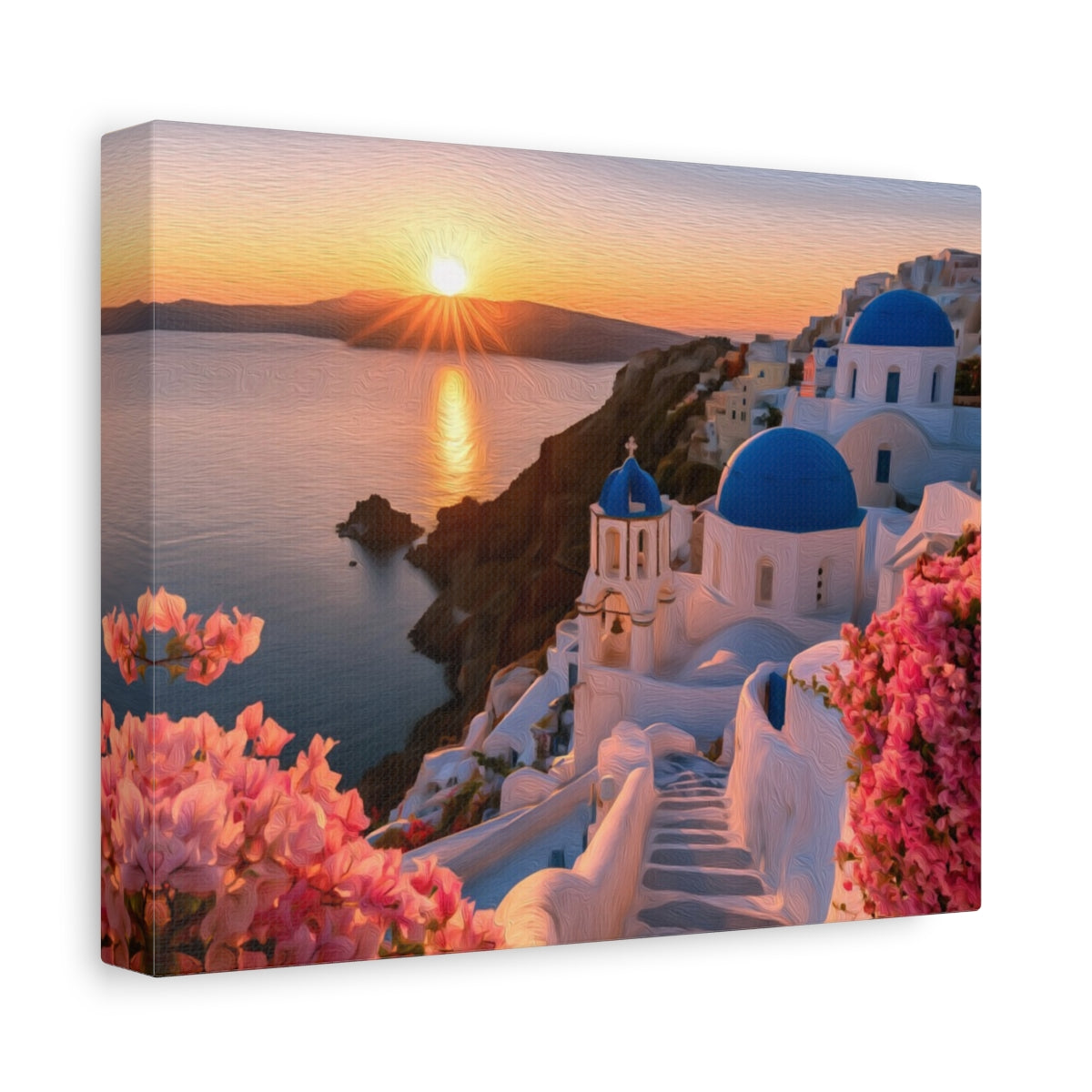 Oia Blue Domed Churches — Oia, Santorini, canvas side view