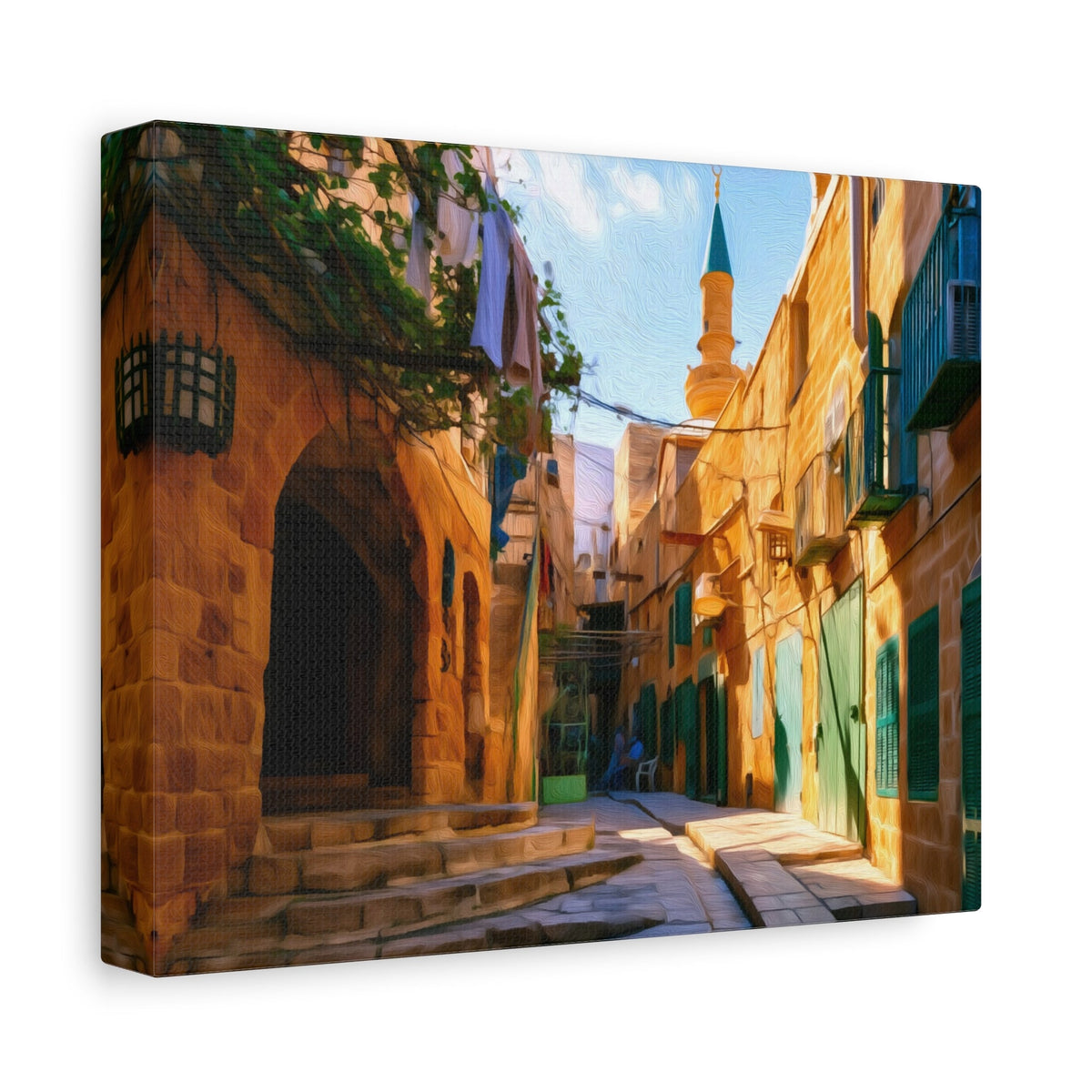 Side view of the canvas edge