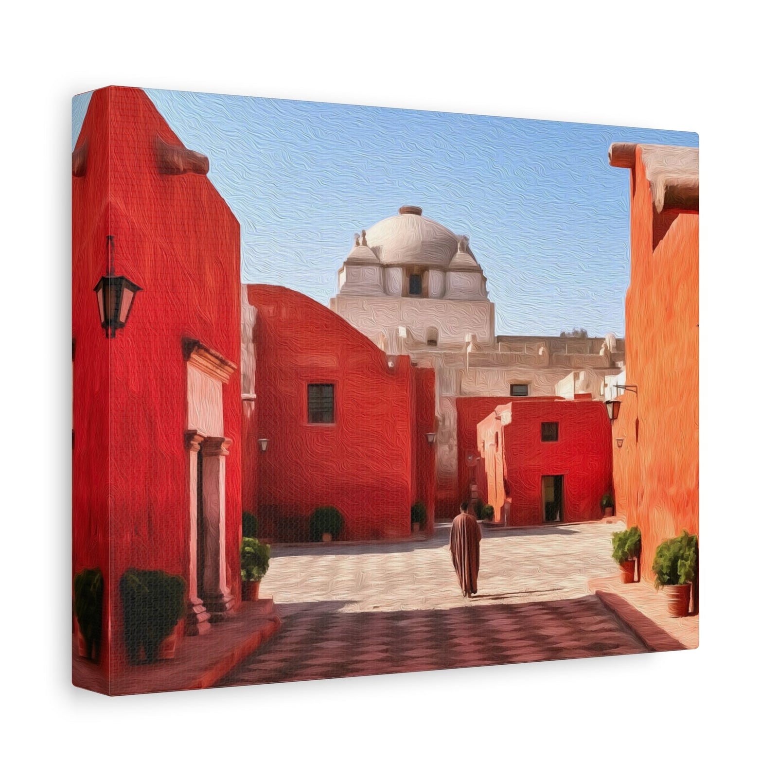 Santa Catalina Monastery Courtyard — Arequipa, Peru, canvas side view
