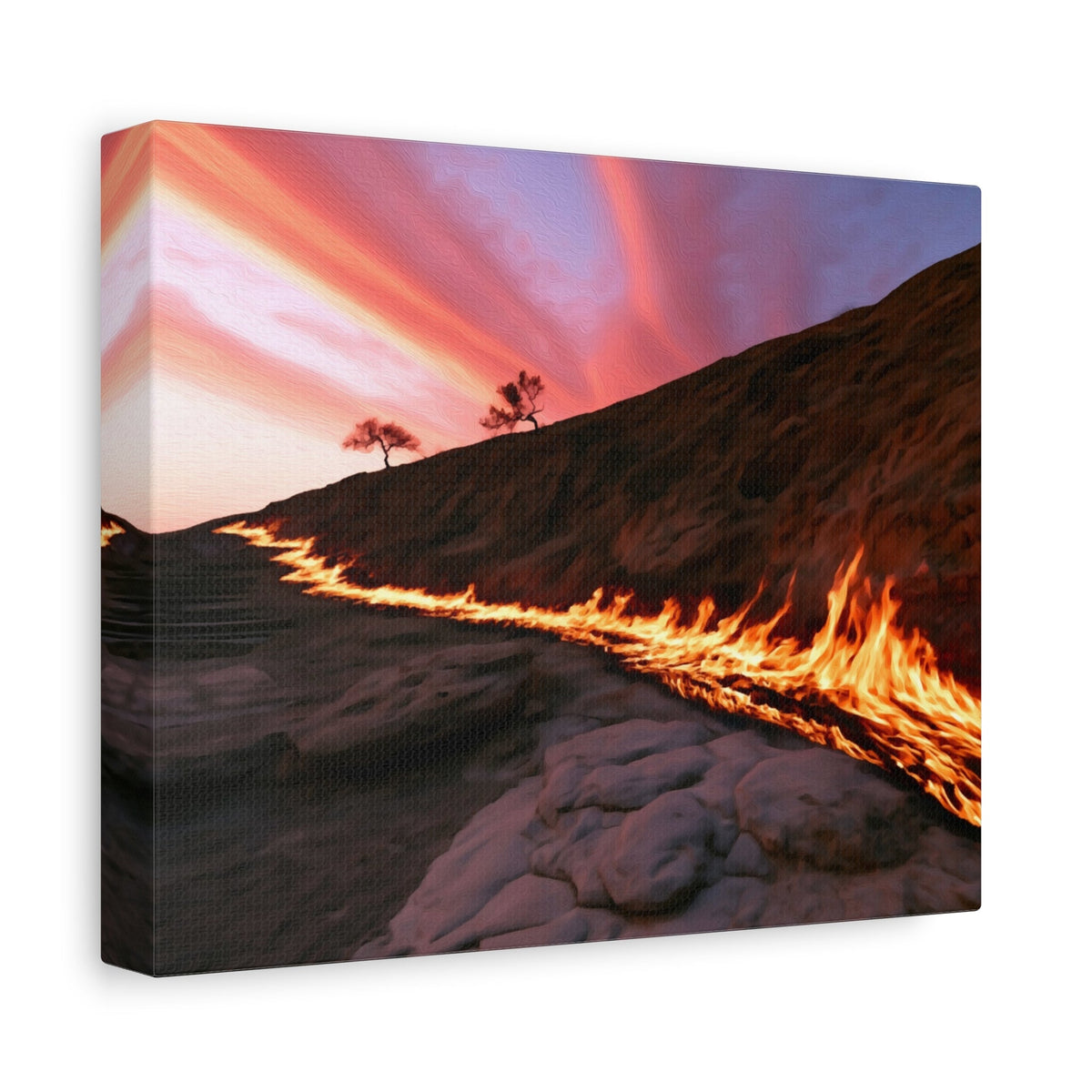 Side view of the canvas edge