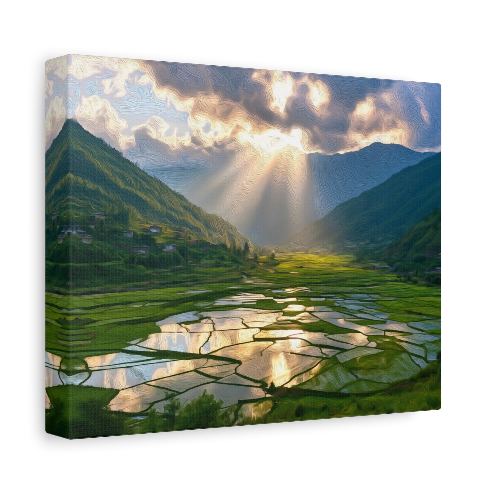 Paro Valley Rice Terraces — Bhutan Paro Valley, canvas side view