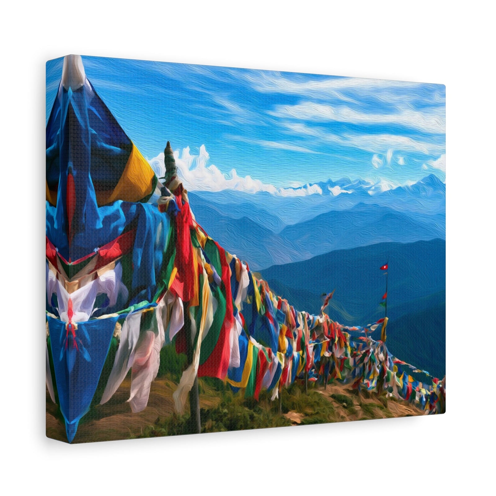 Bhutan Prayer Flags Ridge — Bhutan Paro Valley, canvas side view