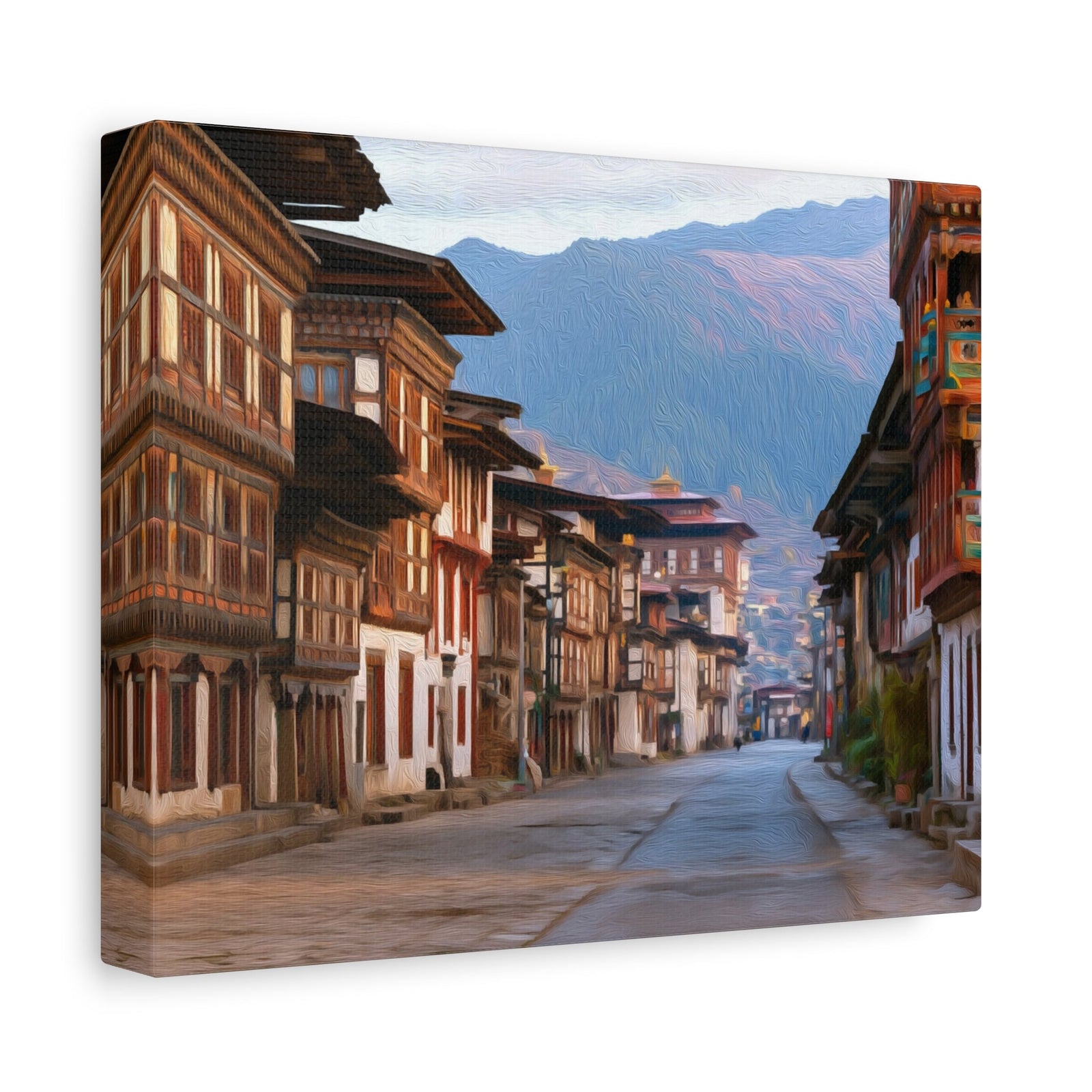 Paro Main Street — Bhutan Paro Valley, canvas side view