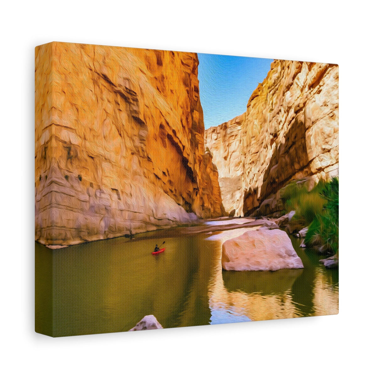 Side view of the canvas edge