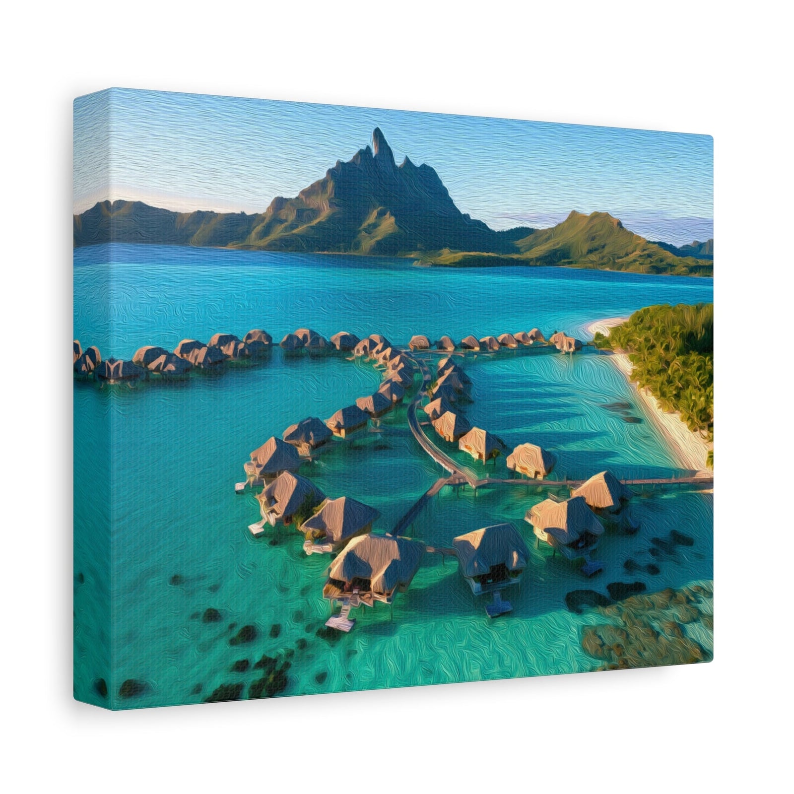 Bora Bora Overwater Bungalows Lagoon — Bora Bora, French Polynesia, canvas side view