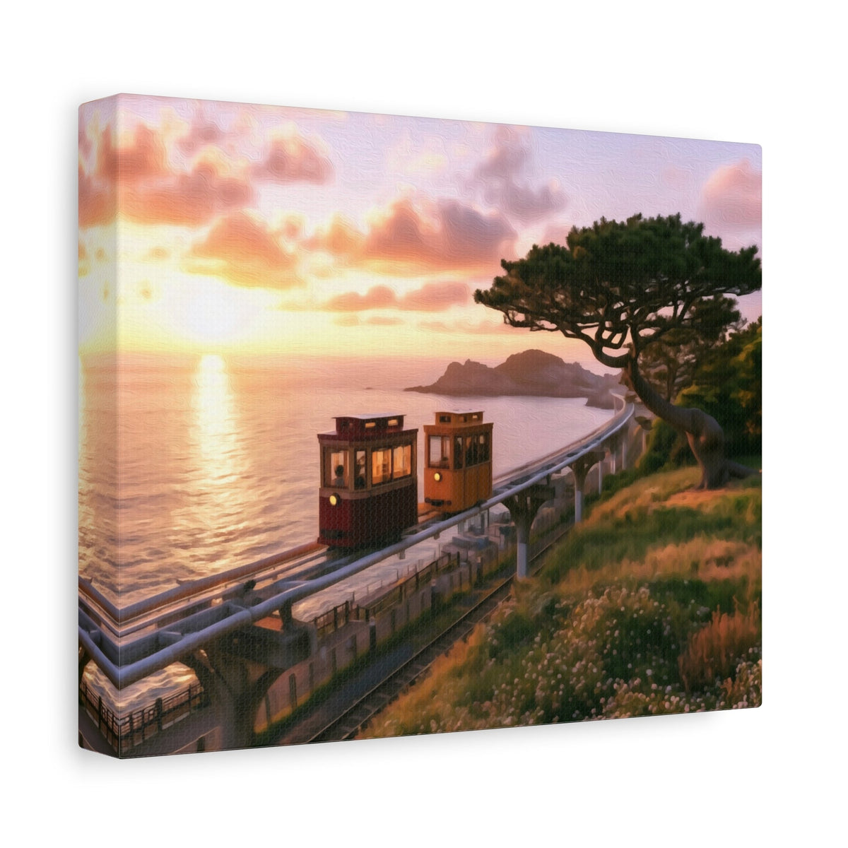 Side view of the canvas edge