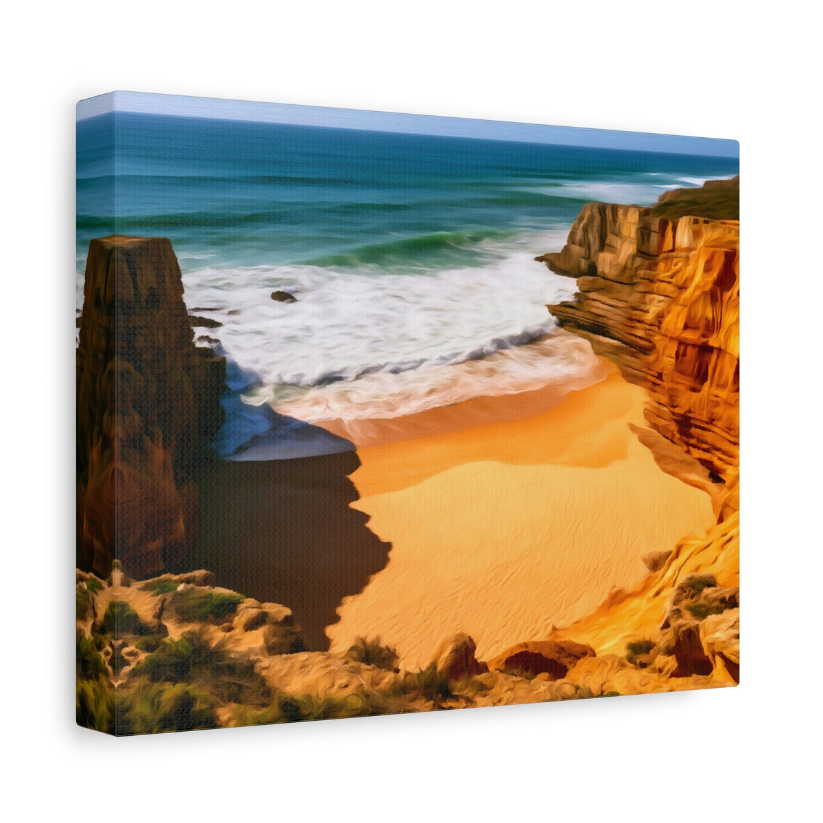 Side view of the canvas edge