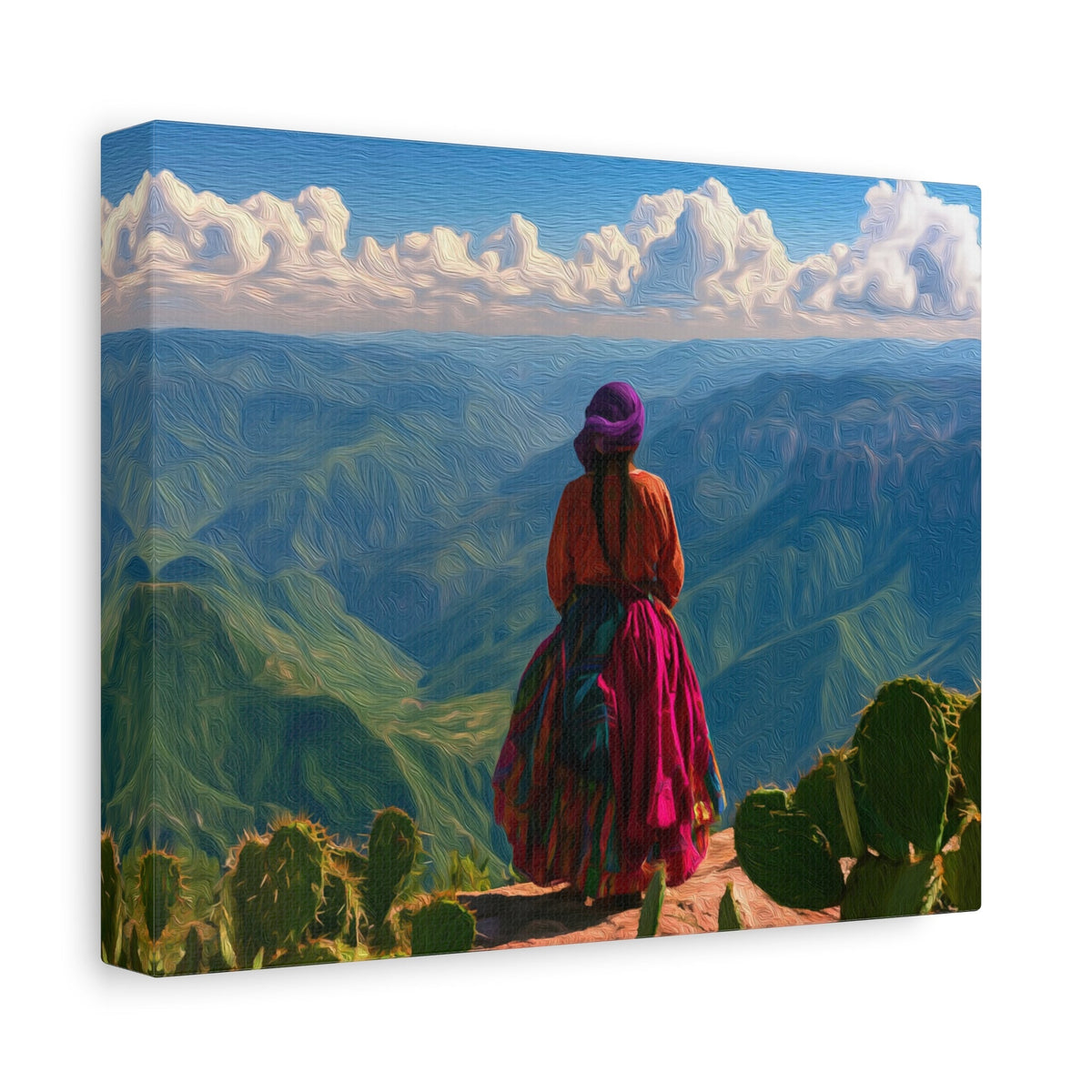 Side view of the canvas edge