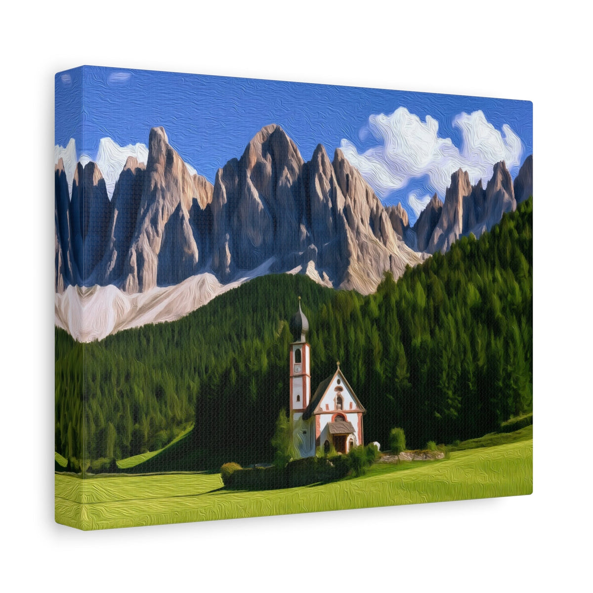 Side view of the canvas edge