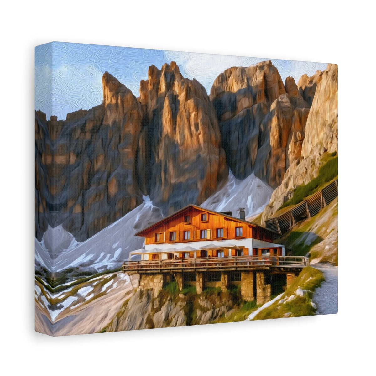 Side view of the canvas edge