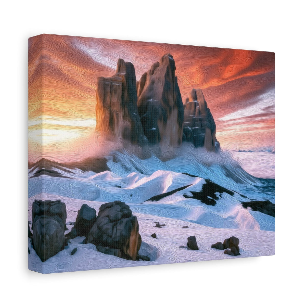 Side view of the canvas edge