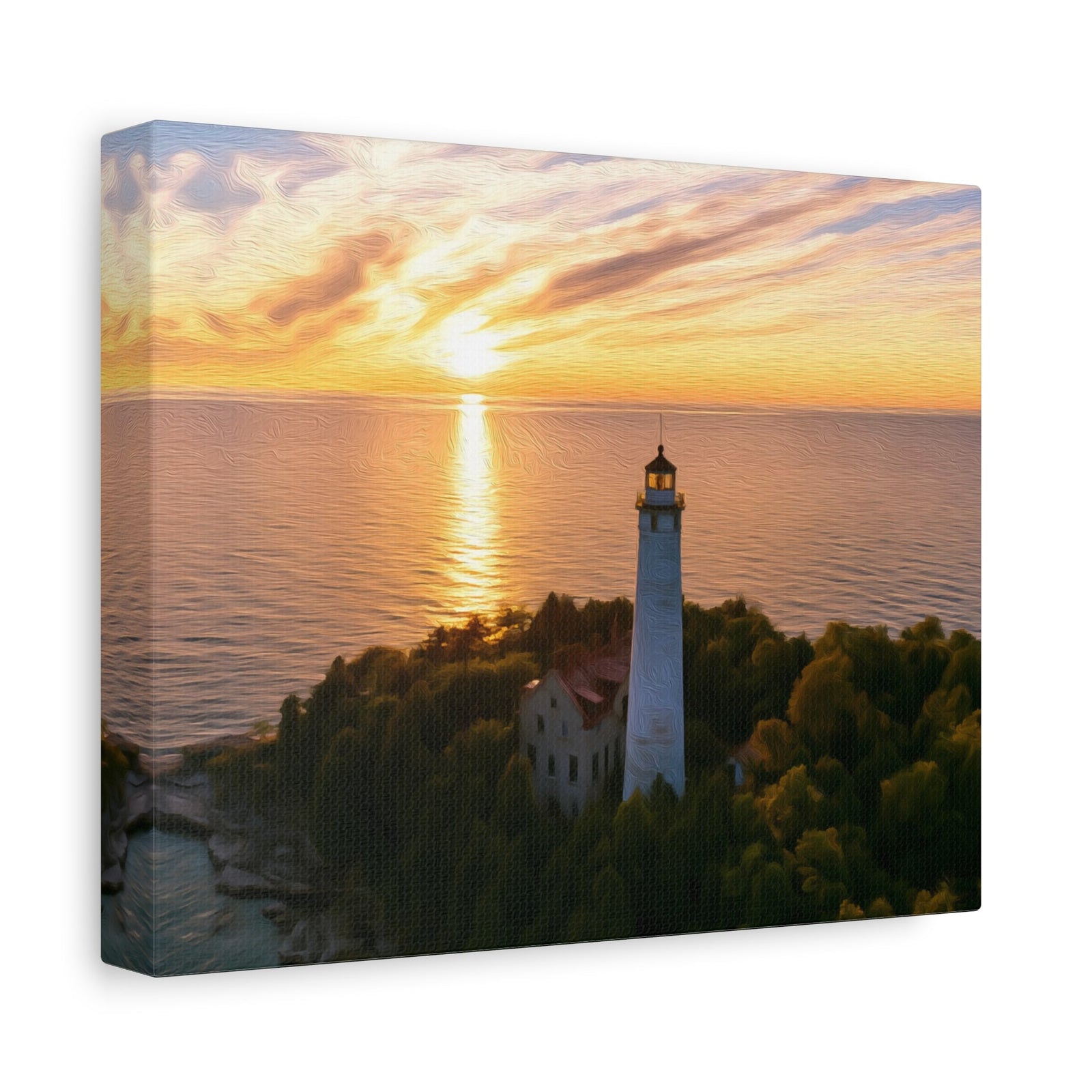 Cana Island Lighthouse Sunset — Door County, Wisconsin, canvas side view