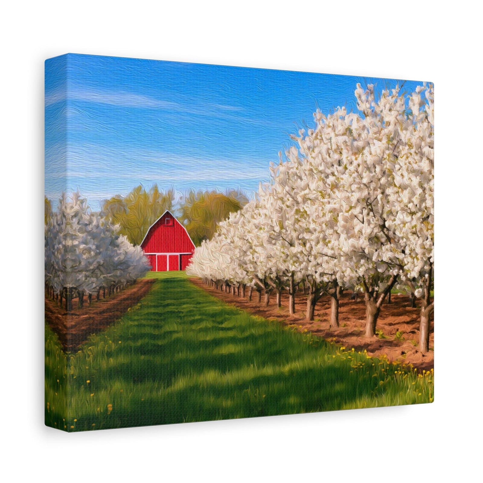 Cherry Orchard Red Barn — Door County, Wisconsin, canvas side view
