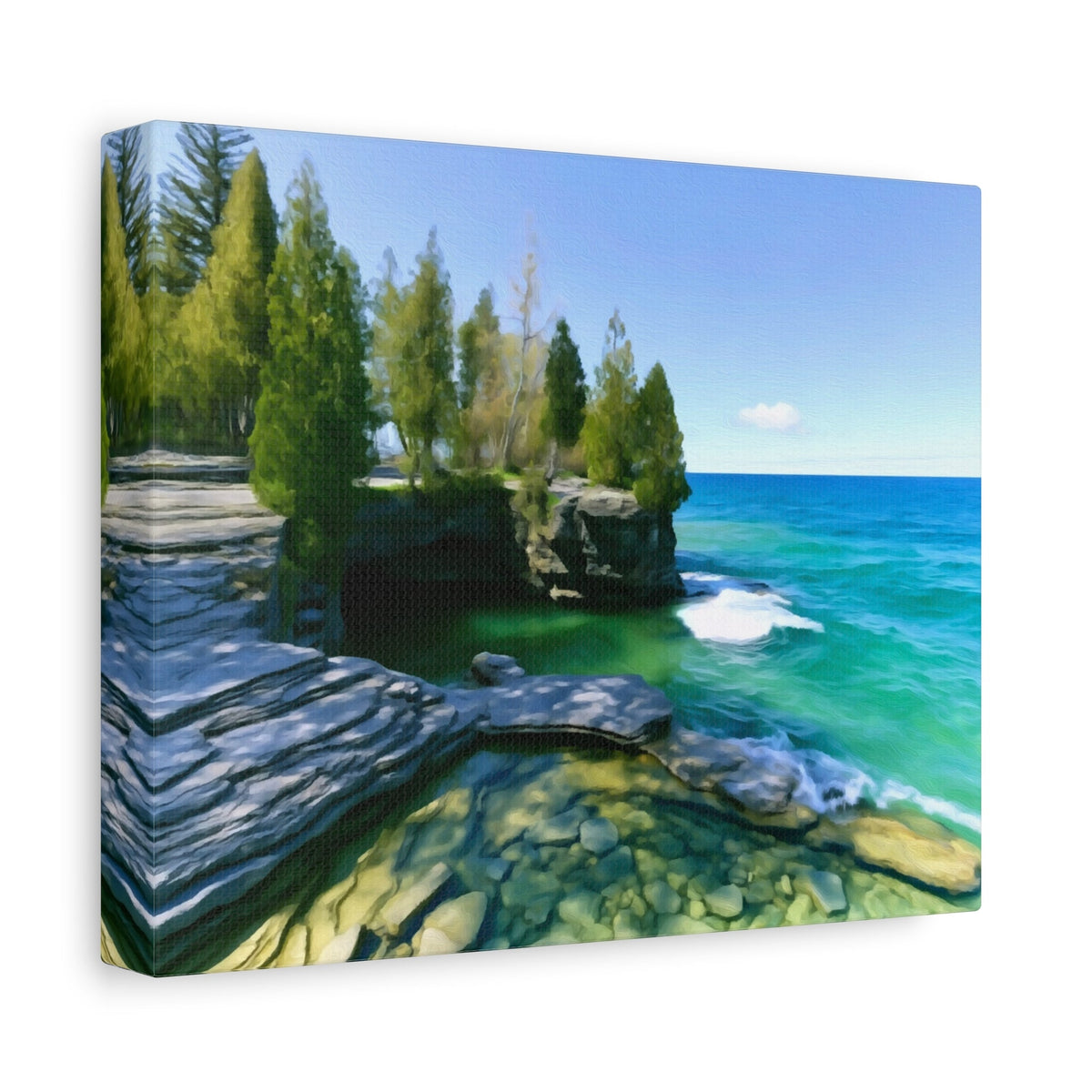 Side view of the canvas edge