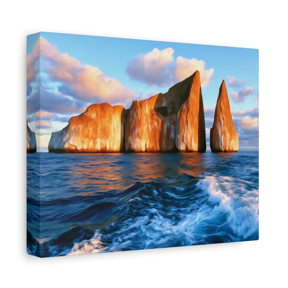 Side view of the canvas edge